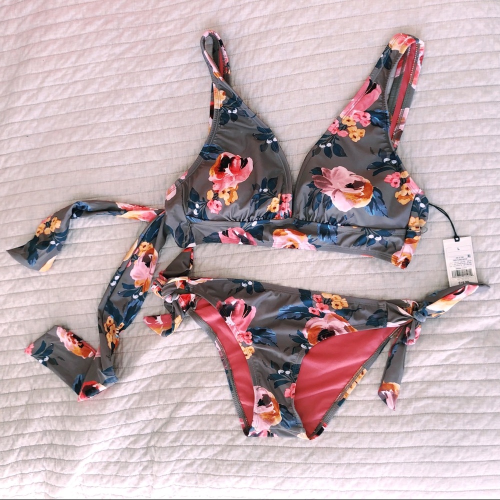 shade & shore floral wrap bikini
